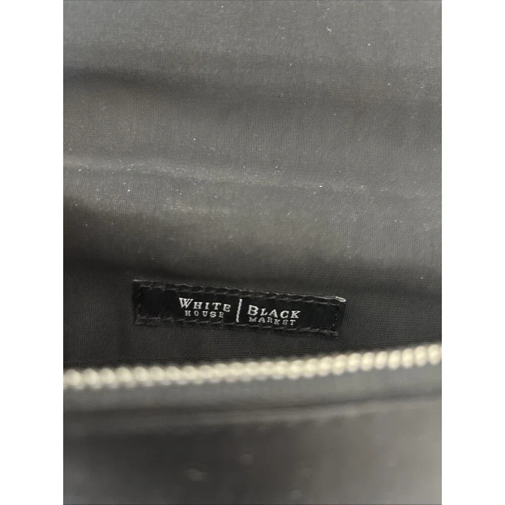 White House Black Market Black Satin Twist Front Evening Clutch w/Silver Chain - Picture 7 of 16